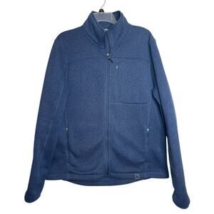 L.L.Bean Men's Med Reg Sweater Fleece Full-Zip Jacket Navy Blue 3-Pocket Fitted